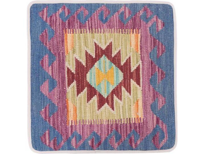 Kelim Afghan Kissenbezug Teppich 50x50 Handgeknüpft Orientteppich Quadratisch Wolle von nain TRADING