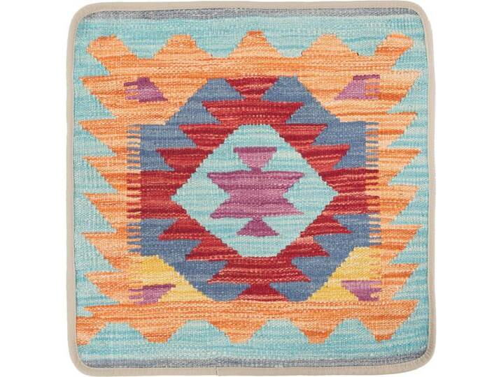 Kelim Afghan Kissenbezug Teppich 50x50 Handgeknüpft Orientteppich Quadratisch Wolle von nain TRADING