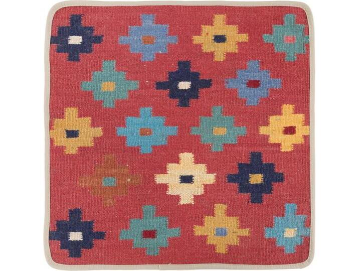 Kelim Afghan Kissenbezug Teppich 50x50 Handgeknüpft Orientteppich Quadratisch Wolle von nain TRADING