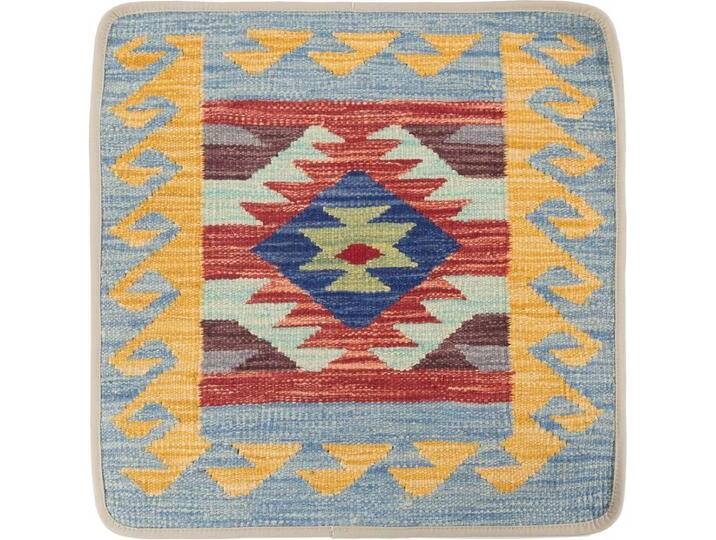 Kelim Afghan Kissenbezug Teppich 50x50 Handgeknüpft Orientteppich Quadratisch Wolle von nain TRADING