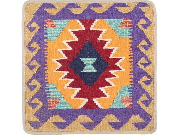 Kelim Afghan Kissenbezug Teppich 50x50 Handgeknüpft Orientteppich Quadratisch Wolle von nain TRADING