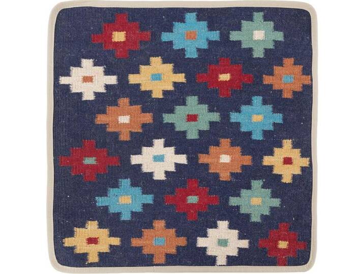 Kelim Afghan Kissenbezug Teppich 50x50 Handgeknüpft Orientteppich Quadratisch Wolle von nain TRADING