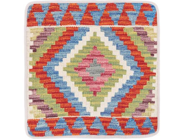 Kelim Afghan Kissenbezug Teppich 50x50 Handgeknüpft Orientteppich Quadratisch Wolle von nain TRADING