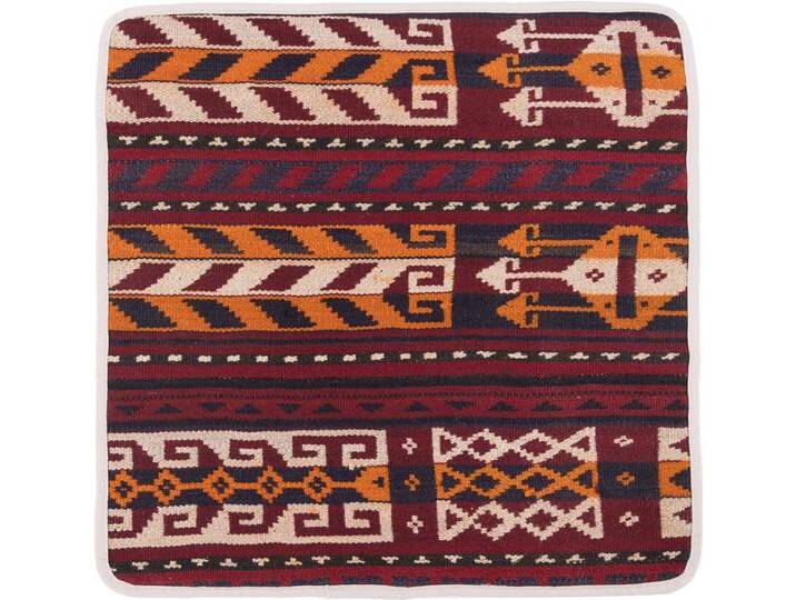 Kelim Afghan Kissenbezug Teppich 50x50 Handgeknüpft Orientteppich Quadratisch Wolle von nain TRADING