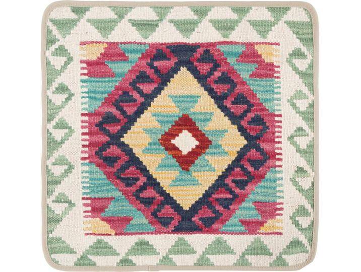 Kelim Afghan Kissenbezug Teppich 50x50 Handgeknüpft Orientteppich Quadratisch Wolle von nain TRADING