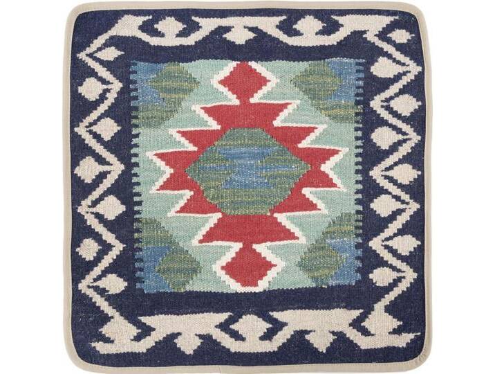 Kelim Afghan Kissenbezug Teppich 50x50 Handgeknüpft Orientteppich Quadratisch Wolle von nain TRADING