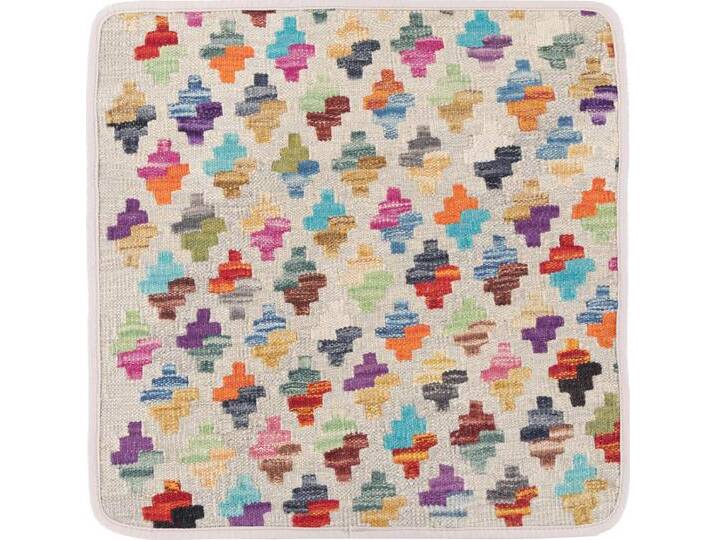 Kelim Afghan Kissenbezug Teppich 50x50 Handgeknüpft Orientteppich Quadratisch Wolle von nain TRADING