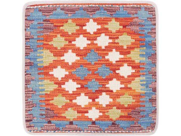 Kelim Afghan Kissenbezug Teppich 50x50 Handgeknüpft Orientteppich Quadratisch Wolle von nain TRADING