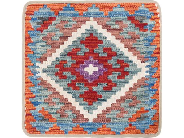 Kelim Afghan Kissenbezug Teppich 50x50 Handgeknüpft Orientteppich Quadratisch Wolle von nain TRADING