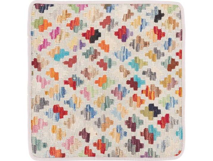 Kelim Afghan Kissenbezug Teppich 50x50 Handgeknüpft Orientteppich Quadratisch Wolle von nain TRADING