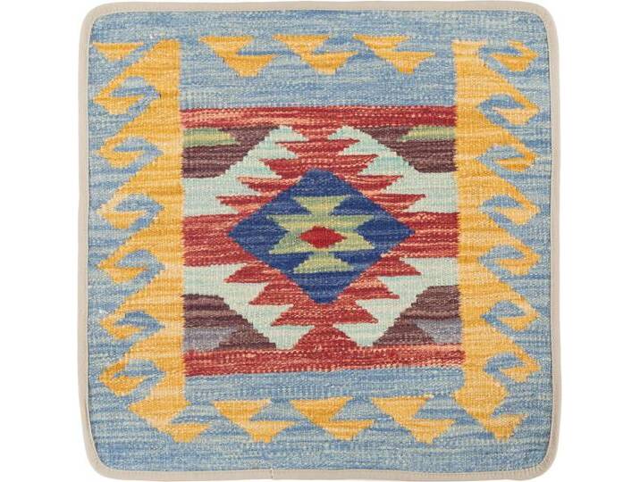 Kelim Afghan Kissenbezug Teppich 50x50 Handgeknüpft Orientteppich Quadratisch Wolle von nain TRADING