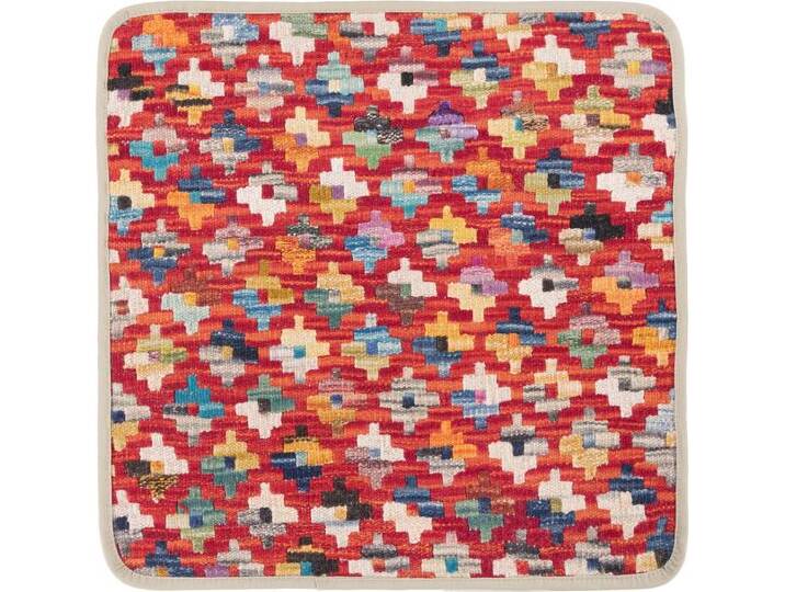 Kelim Afghan Kissenbezug Teppich 50x50 Handgeknüpft Orientteppich Quadratisch Wolle von nain TRADING