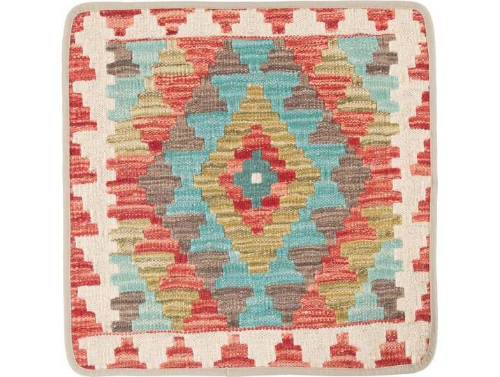 Kelim Afghan Kissenbezug Teppich 50x50 Handgeknüpft Orientteppich Quadratisch Wolle von nain TRADING