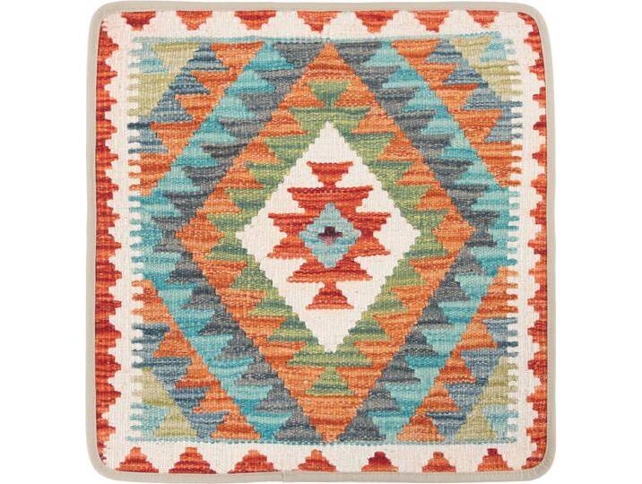 Kelim Afghan Kissenbezug Teppich 50x50 Handgeknüpft Orientteppich Quadratisch Wolle von nain TRADING