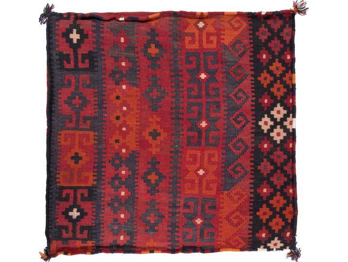 Kelim Afghan Kissenbezug Teppich 80x80 Handgeknüpft Orientteppich Quadratisch Wolle von nain TRADING