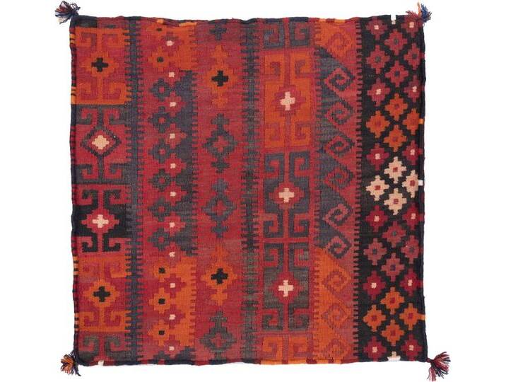 Kelim Afghan Kissenbezug Teppich 80x80 Handgeknüpft Orientteppich Quadratisch Wolle von nain TRADING