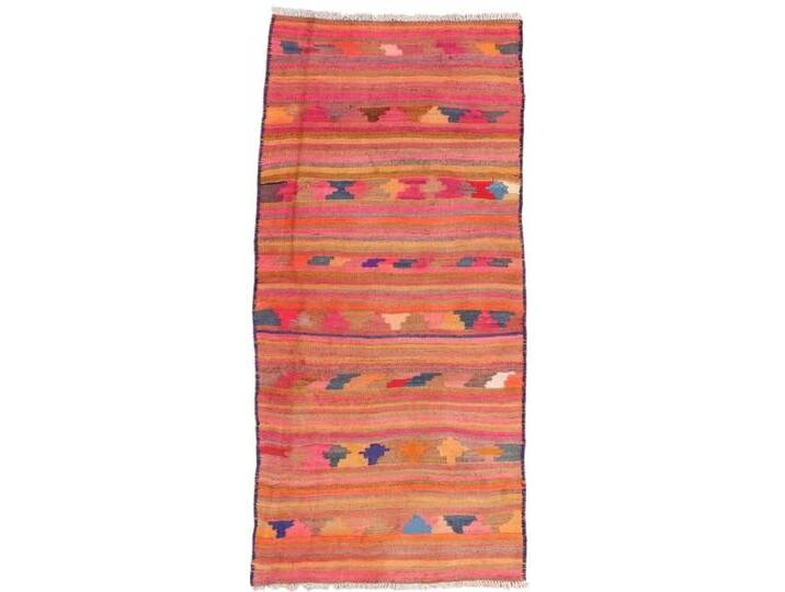 Kelim Fars Antik Teppich 104x221 Handgewebt Orientteppich Perserteppich Läufer Wolle von nain TRADING