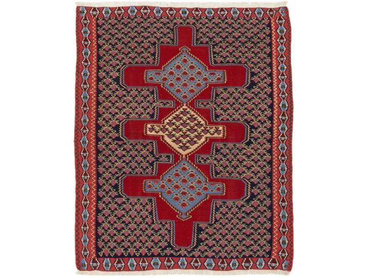 Kelim Fars Senneh Teppich 121x139 Handgeknüpft Orientteppich Perserteppich Wolle von nain TRADING