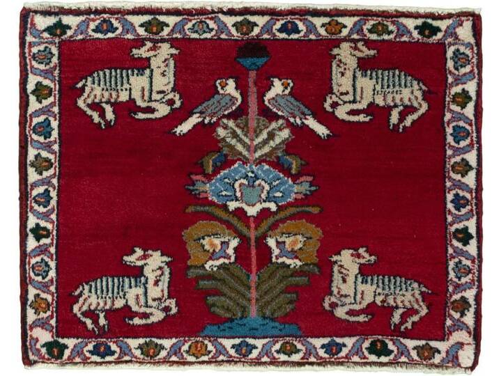 Perser Gabbeh Ghashghai Teppich 62x49 Handgeknüpft Modern Orientteppich Perserteppich Wolle von nain TRADING