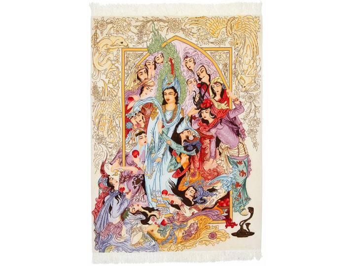 Täbriz Bild 50Raj Seidenkette Teppich 150x207 Handgeknüpft Orientteppich Perserteppich Wolle mit Seide von nain TRADING