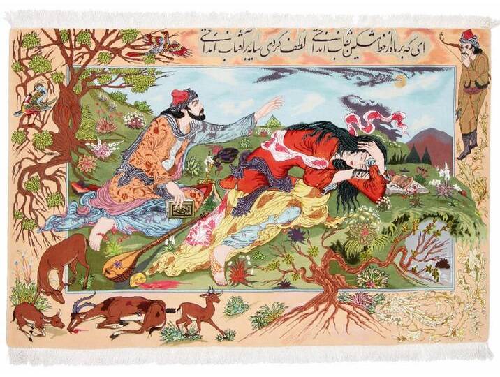 Täbriz Bild 50Raj Seidenkette Teppich 153x101 Handgeknüpft Orientteppich Perserteppich Wolle mit Seide von nain TRADING