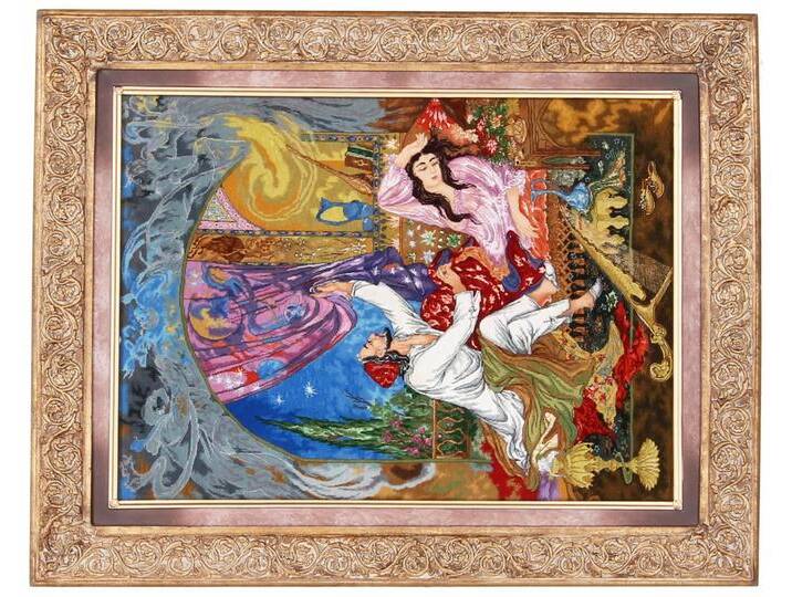 Täbriz Bild 50Raj Seidenkette Teppich 71x96 Handgeknüpft Orientteppich Perserteppich Wolle mit Seide von nain TRADING