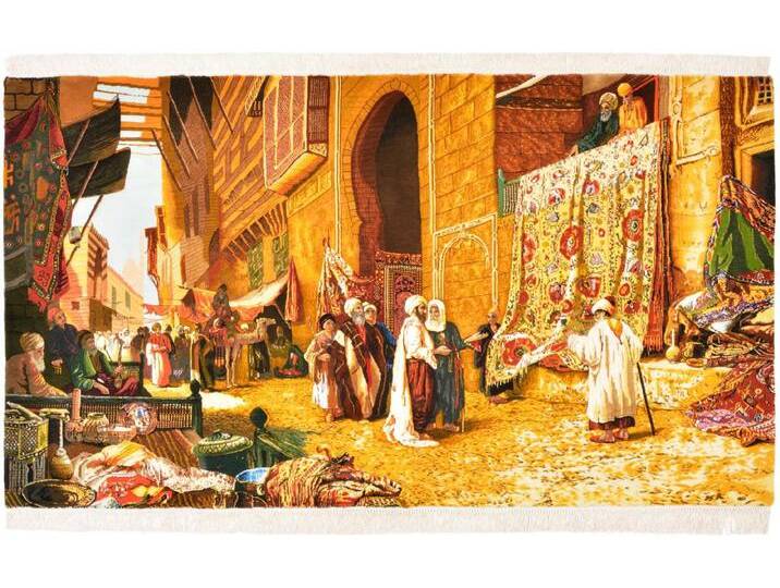 Täbriz Bild Teppich 191x106 Handgeknüpft Orientteppich Perserteppich Wolle mit Seide von nain TRADING