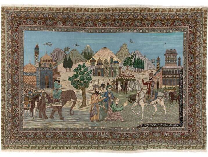 Täbriz Bild Teppich 251x351 Handgeknüpft Orientteppich Perserteppich Wolle von nain TRADING