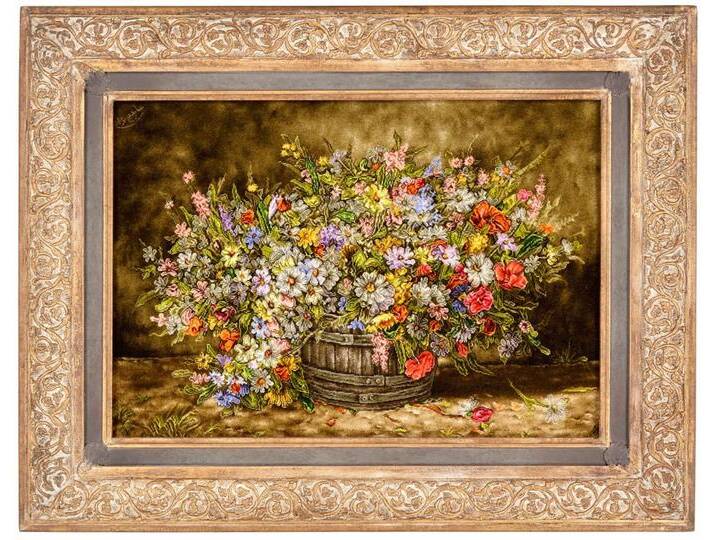 Täbriz Bild Teppich 80x58 Handgeknüpft Orientteppich Perserteppich Wolle mit Seide von nain TRADING