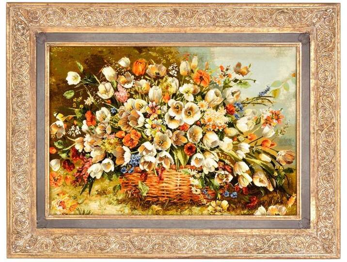 Täbriz Bild Teppich 90x62 Handgeknüpft Orientteppich Perserteppich Wolle mit Seide von nain TRADING