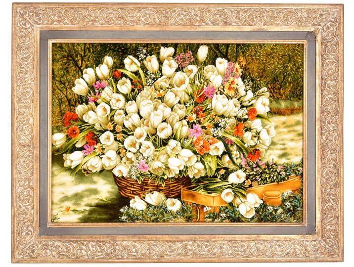 Täbriz Bild Teppich 99x70 Handgeknüpft Orientteppich Perserteppich Wolle mit Seide von nain TRADING