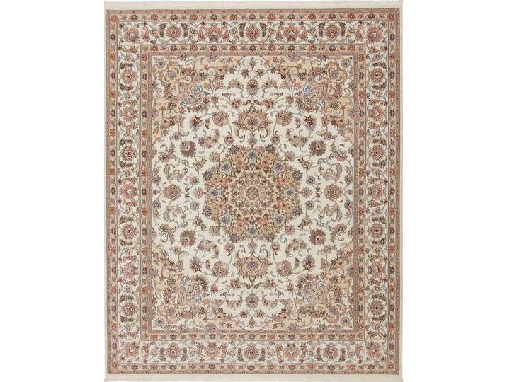 Täbriz Designer Teppich 201x246 Handgeknüpft Orientteppich Perserteppich Wolle mit Seide von nain TRADING