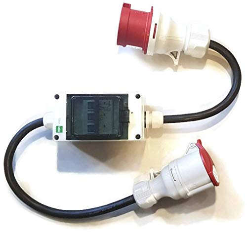 CEE Starkstrom Adapter Stecker und Steckdose 16A / 32A oder 32A / 16A 5x2,5mm (32A auf 16A mit Phasenwender 241210/S) von NAKA