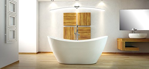 freistehende Badewanne aus Mineralguss 160x70x71 cm weiss Design VYIA von naka24