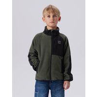 Name It Fleecejacke "NKNMYLES FLEECE JACKET NOOS" ohne Kapuze im Materialmix und cooler Colorblocking-Optik von name it
