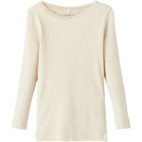 Name It Langarmshirt "NMFKAB LS TOP NOOS" in Feinripp und mit süßer Spitzenkante am Ausschnitt von name it