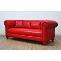 Rotes Leder Chester 2-Sitzer Sofa von namedesignstudio