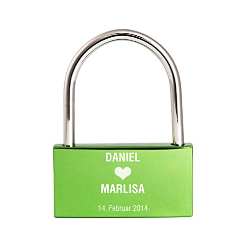Liebesschloss mit Gravur grün - individuell graviert Liebesschloss mit Gravur grün - individuell graviert von Namenbar