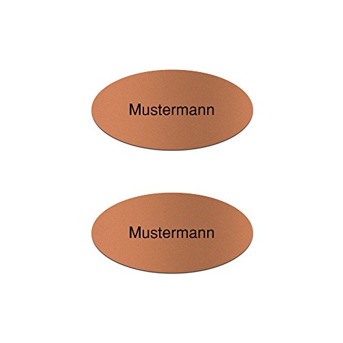 Türschild/Klingeschild mit Namen - oval/rechteckig - bronze/weiß/silber/gold (bronze, 80x40 mm, oval) von Namenbar