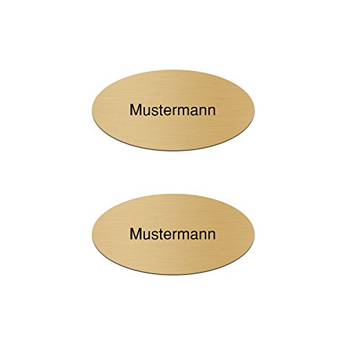 Türschild/Klingeschild mit Namen - oval/rechteckig - bronze/weiß/silber/gold (gold, 80x40 mm, oval) von Namenbar