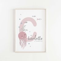 Namensposter Meerestiere Qualle Personalisiert von namiiPapeterie
