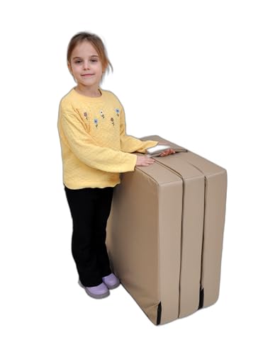nana shop Klappmatratze, Gästematratze klappbar, 3-teilige Faltmatratze, Höhe 10 cm, Faltbare Matratze, Klappbett, Bandscheibenwürfel (Beige, 195x60x10) von nana shop