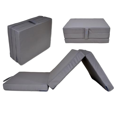 nana shop Klappmatratze, Gästematratze klappbar, 3-teilige Faltmatratze, Höhe 10 cm, Faltbare Matratze, Klappbett, Bandscheibenwürfel (Grau, 200x75x10) von nana shop