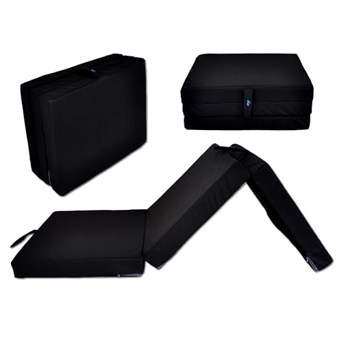 nana shop Klappmatratze, Gästematratze klappbar, 3-teilige Faltmatratze, Höhe 10 cm, Faltbare Matratze, Klappbett, Bandscheibenwürfel (Schwarz, 200x75x10) von nana shop