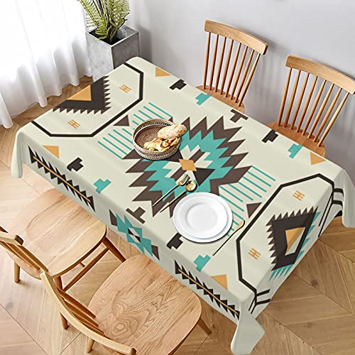 Rechteckige Wachstischdecke Gebürtiges Südwestamerikanisches Retro Navajo-Muster Wachstischdecke Abwaschbar Wachstuch rutschfeste Party Tischdecken Für Abendessen Garten Indoor,137X183cm von nanchangchengbowangluokeji