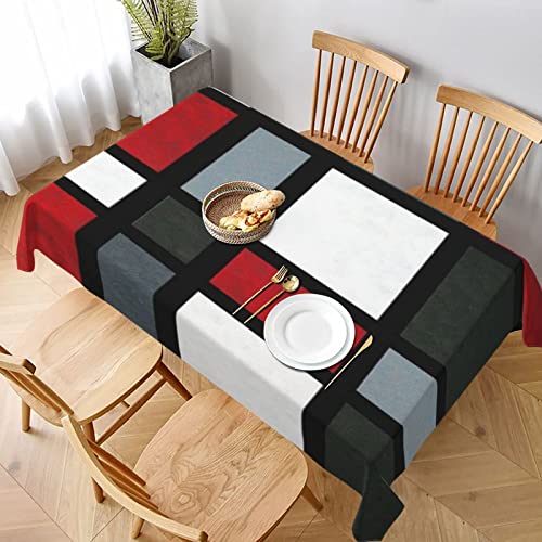 Rechteckige Wachstischdecke Rot Grau Schwarz Weiß Geometrisch Wachstuchtischdecke Wetterfeste Party Tischdecken Pflegeleicht Wachstischdecke Für Picknick Camping Party,137X183cm von nanchangchengbowangluokeji