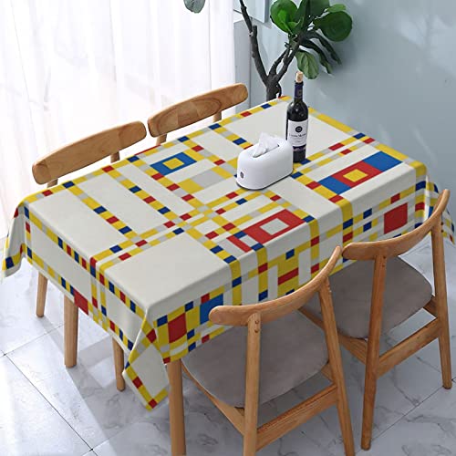 Rechteckige Wachstuchtischdecke Bunte Abstrakte Piet Mondrian York City Garten Tischdecke Wetterfeste Wachstischdecke Abwaschbar Tischtuch Für Garten Indoor Terrasse,137X183cm von nanchangchengbowangluokeji