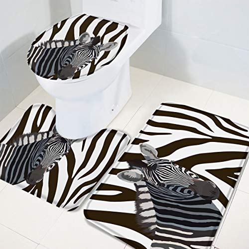 Set 3 Teilig Badvorleger Cartoon-Tier-Zebra-Streifen Langlebige Bade-Matte+Kontur+Wc-Deckelabdeckung Waschbar Fußmatte Für Wohnzimmer Wc-Sitz Bezug Badezimmer Set 3 Teilig Badvorleger Cartoon-Tier-Zebra-Streifen Langlebige Bade-Matte+Kontur+Wc-Deckelabdeckung Waschbar Fußmatte Für Wohnzimmer Wc-Sitz Bezug Badezimmer von nanchangchengbowangluokeji