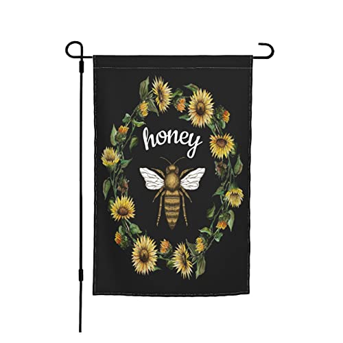 Fahne Perfekte Willkommensflagge Vielfalt Outdoor Flaggen Für Aktivitäten,Hausgarten 30X45Cm Süße Biene Mit Honig Rustikale Sonnenblumen Kranz Blume von naningjinhangdianzishangwu