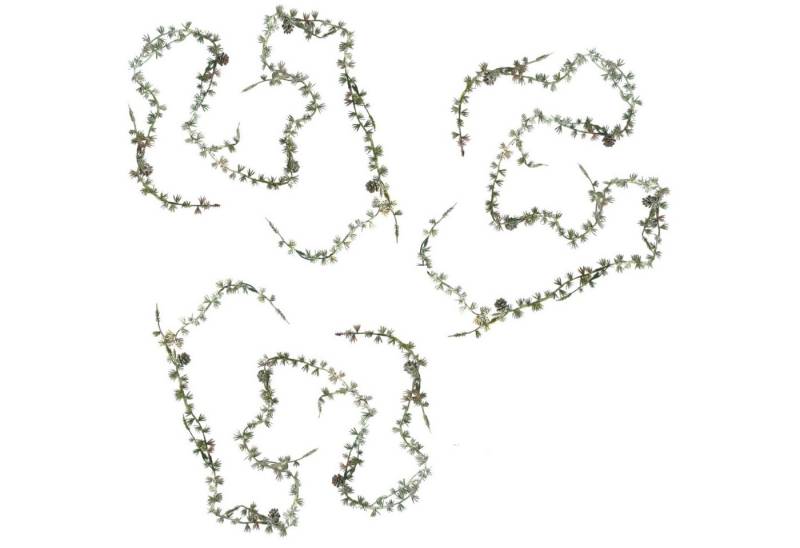 Kunstgirlande 3x Künstliche Lärchengirlande MINI 180cm Kunstgirlande mit Schnee, naninoa GmbH, Höhe 180.00 cm von naninoa GmbH